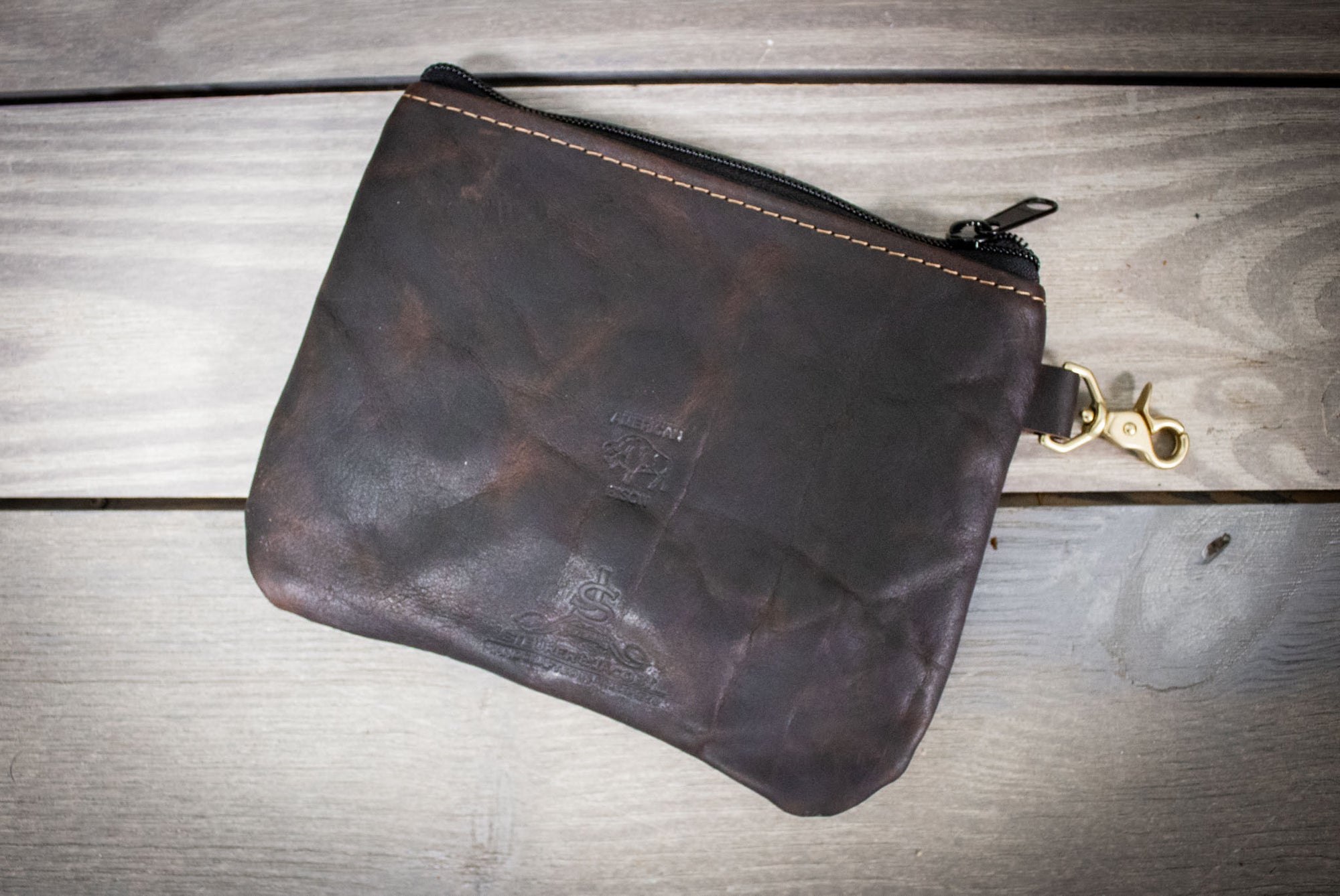 Leather Golf Tee Pouch Coal Bison- Steurer & Jacoby