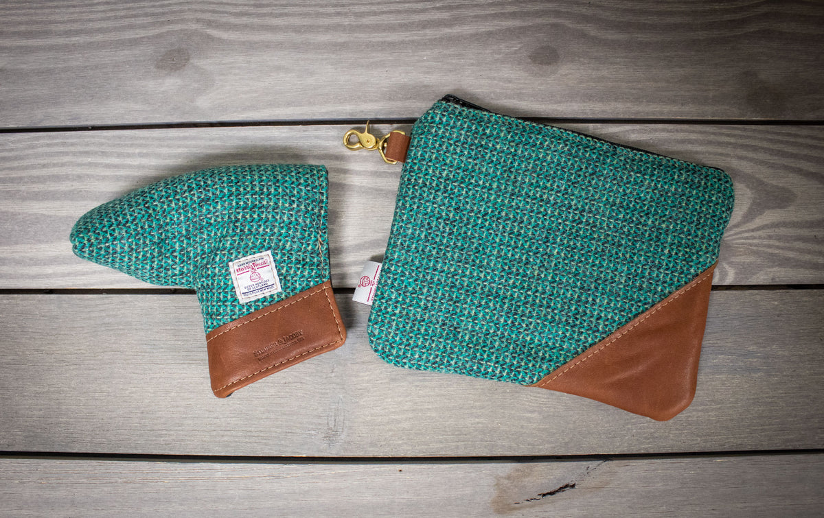 Harris Tweed and Leather Putter Cover and Valuables Pouch- Steurer & Jacoby
