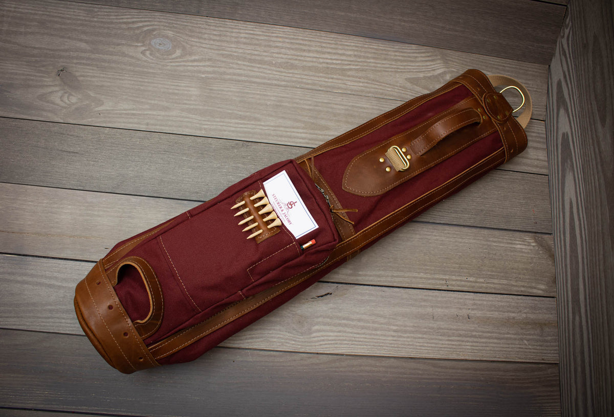Maroon and Chestnut Leather Pencil Style Golf Bag - Steurer & Jacoby