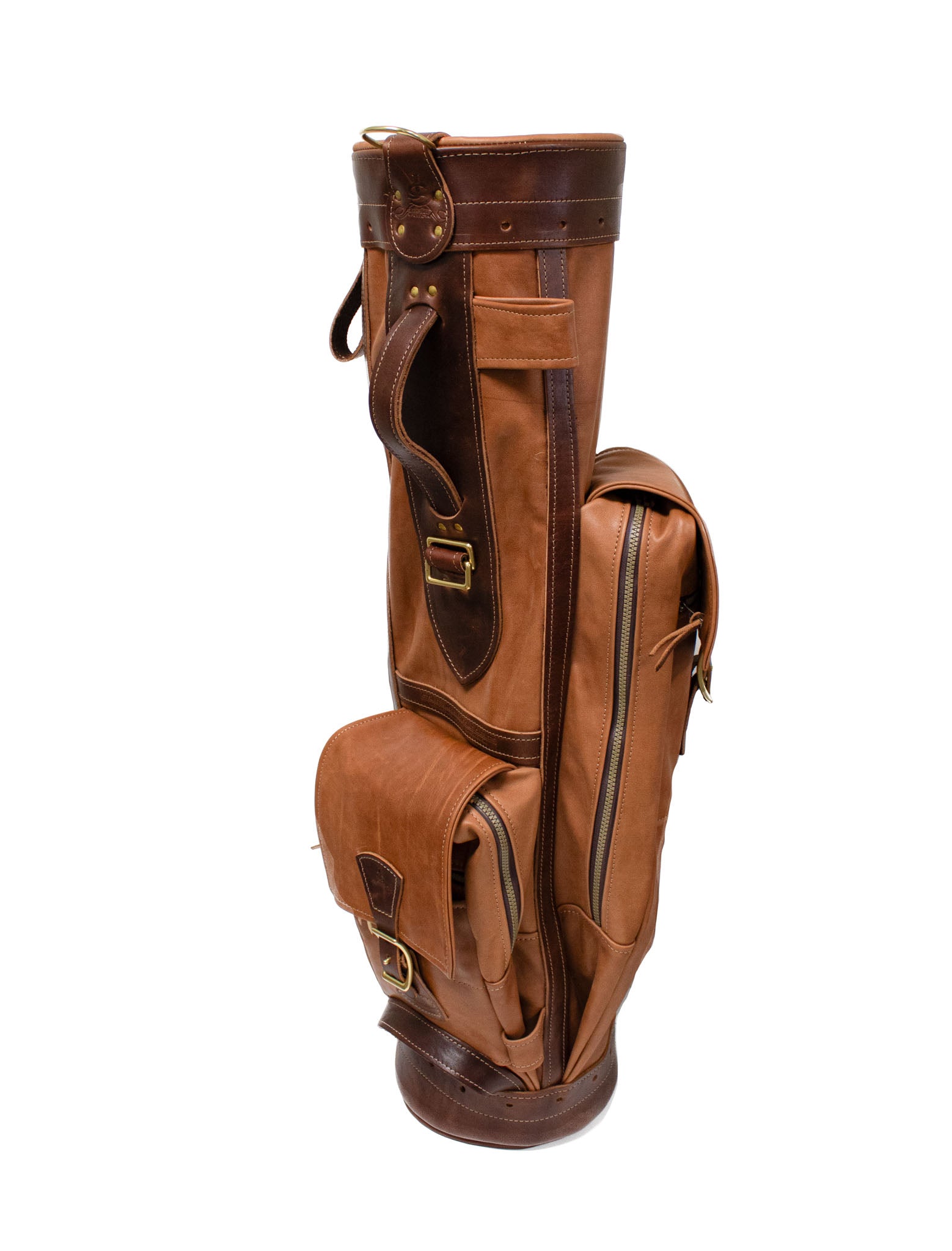Natural Leather and Chestnut Leather Trim Airliner Style Golf Bag- Steurer & Jacoby