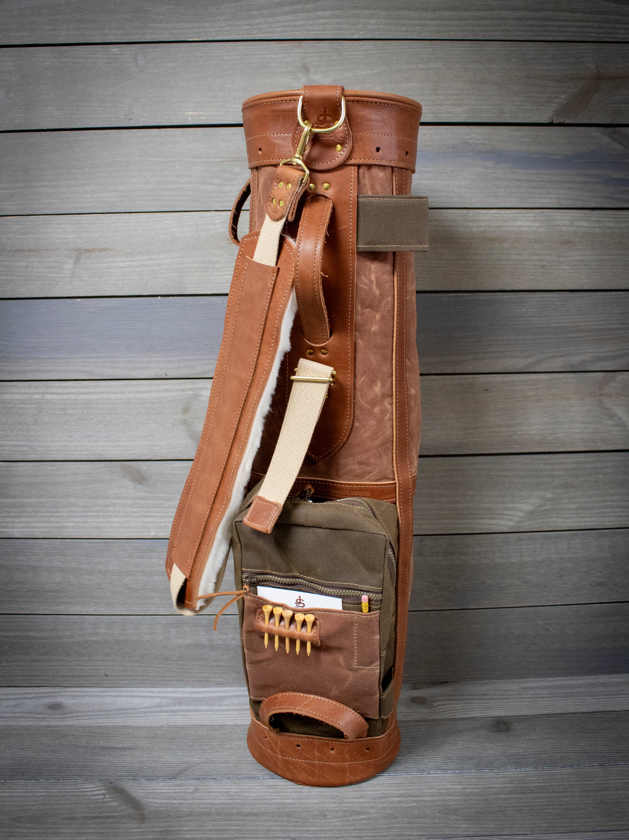 8" Sunday Style Golf Bag- Brush Brown with Bourbon Accents and Natural Leather-Steurer & Jacoby