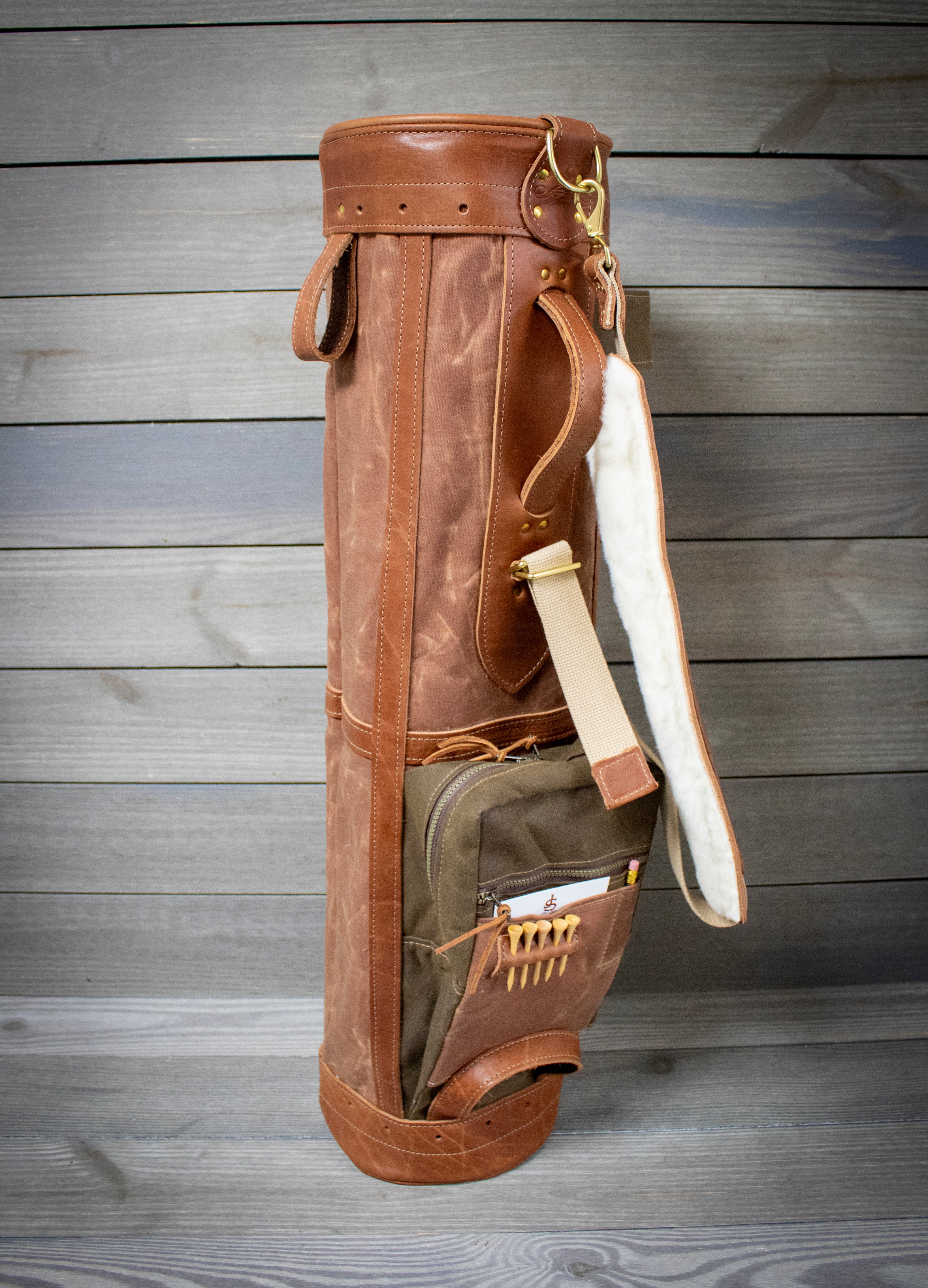 8" Sunday Style Golf Bag- Brush Brown with Bourbon Accents and Natural Leather-Steurer & Jacoby