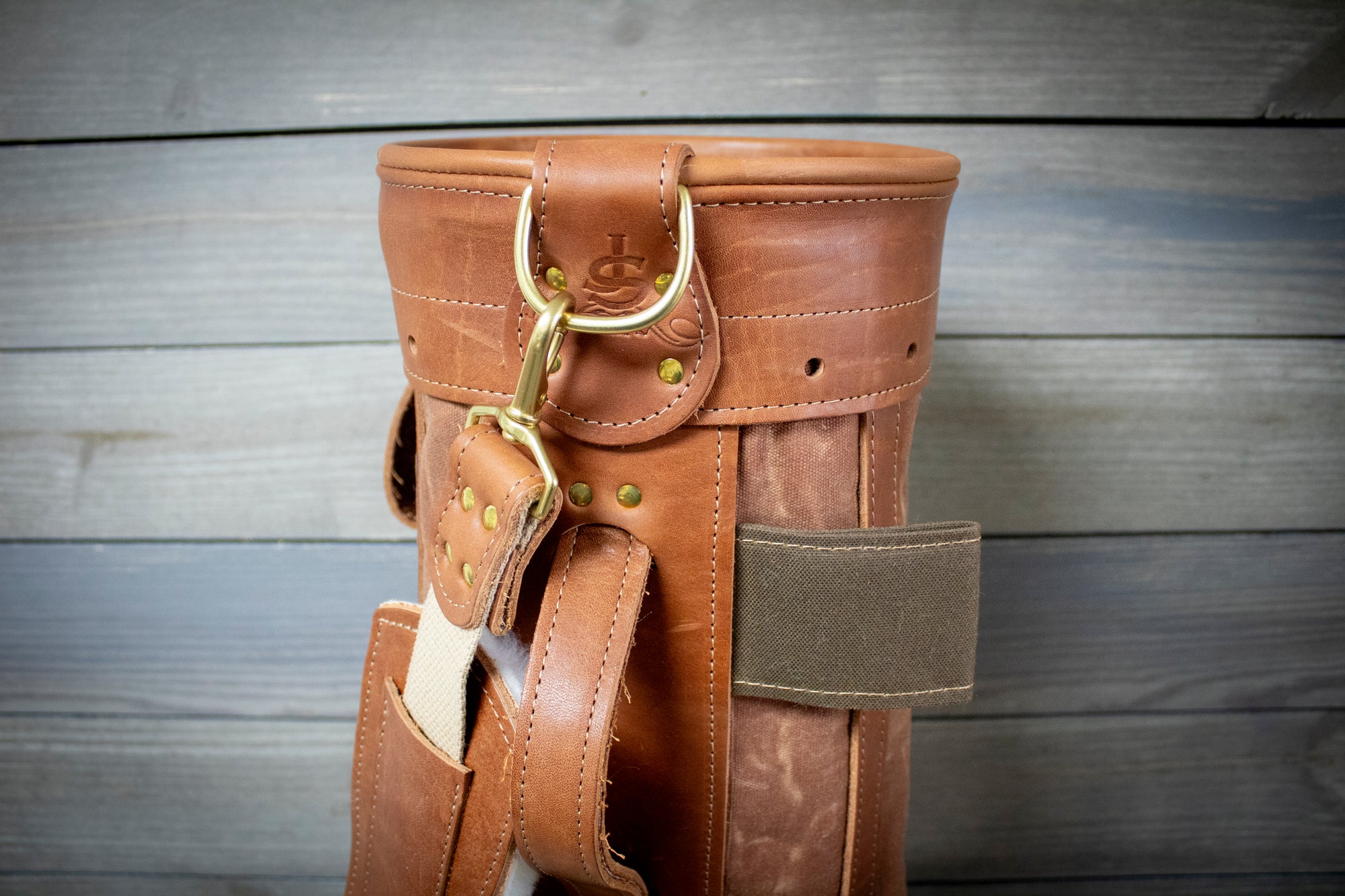 8" Sunday Style Golf Bag Top Cuff- Brush Brown with Bourbon Accents and Natural Leather-Steurer & Jacoby