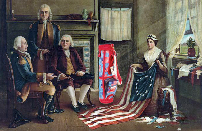 Steurer & Jacoby's American Flag Golf Bag with Betsy Ross and Founding Fathers