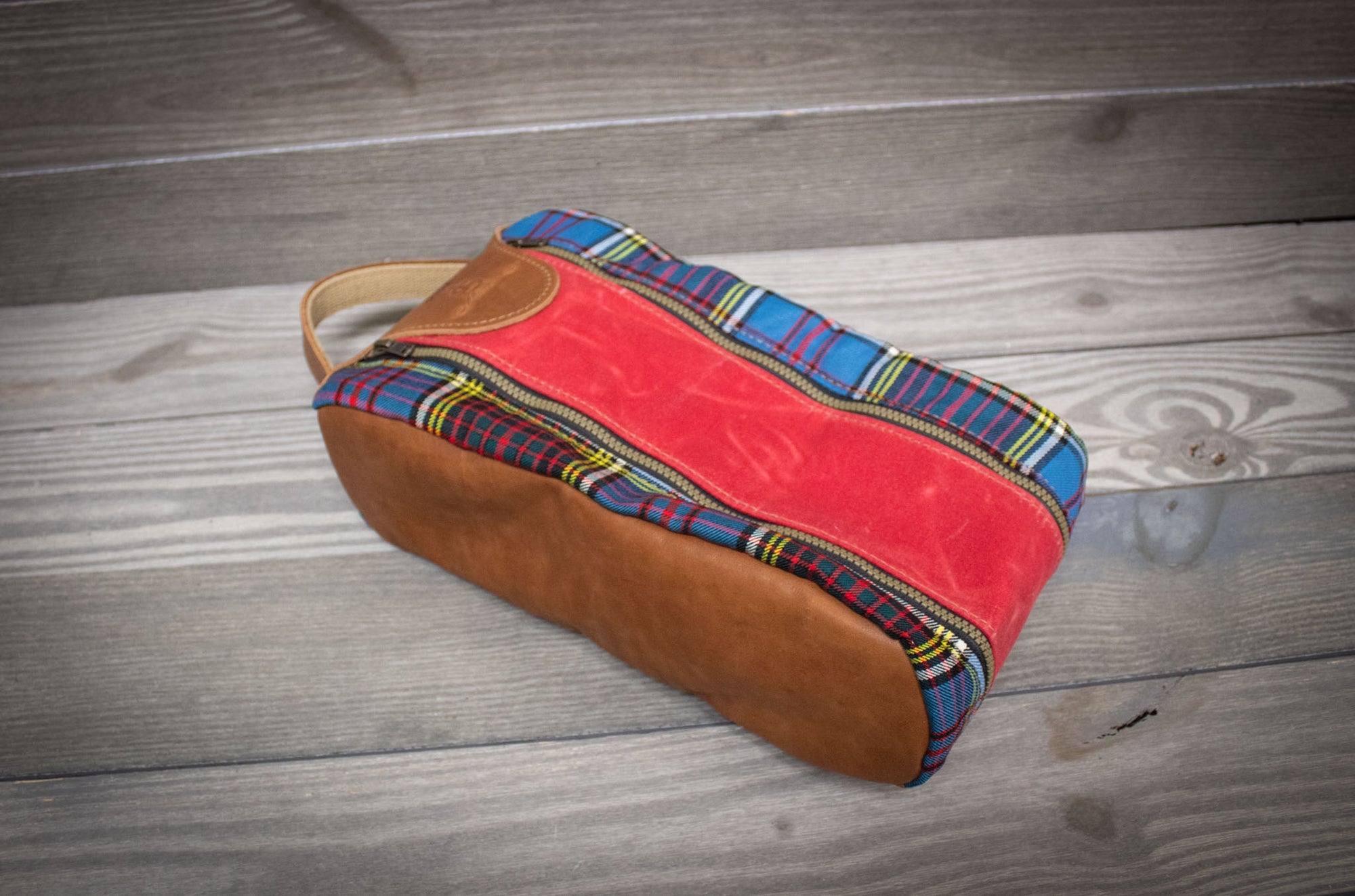 Anderson Tartan and Red Canvas Golf Shoe Bag- Steurer & Jacoby
