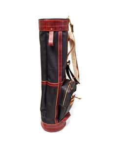 Black Leather with Burgundy Leather Trim Sunday Style Golf Bag- Steurer & Jacoby