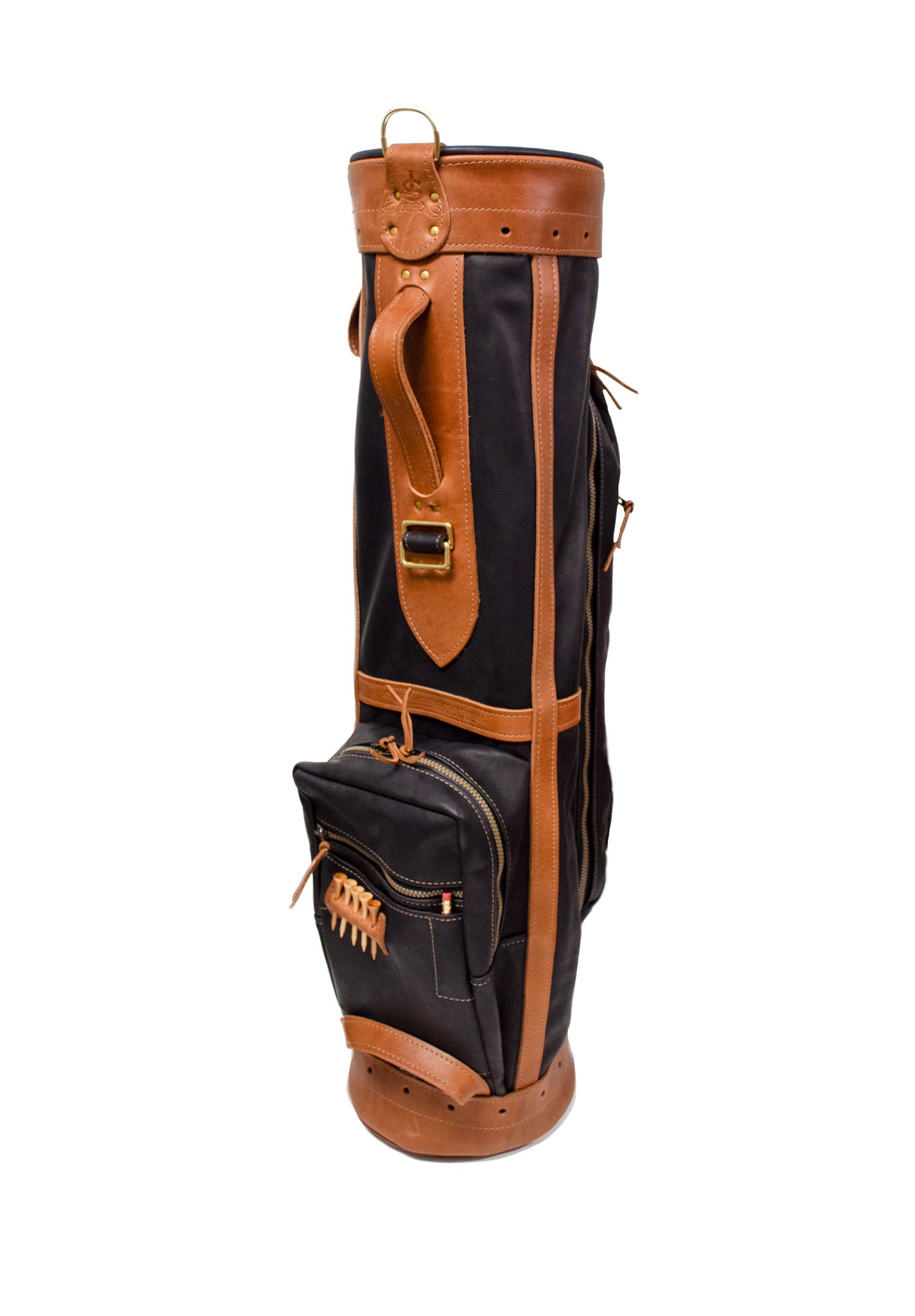 Black Leather and Natural Leather Staff Golf Bag- Steurer & Jacoby