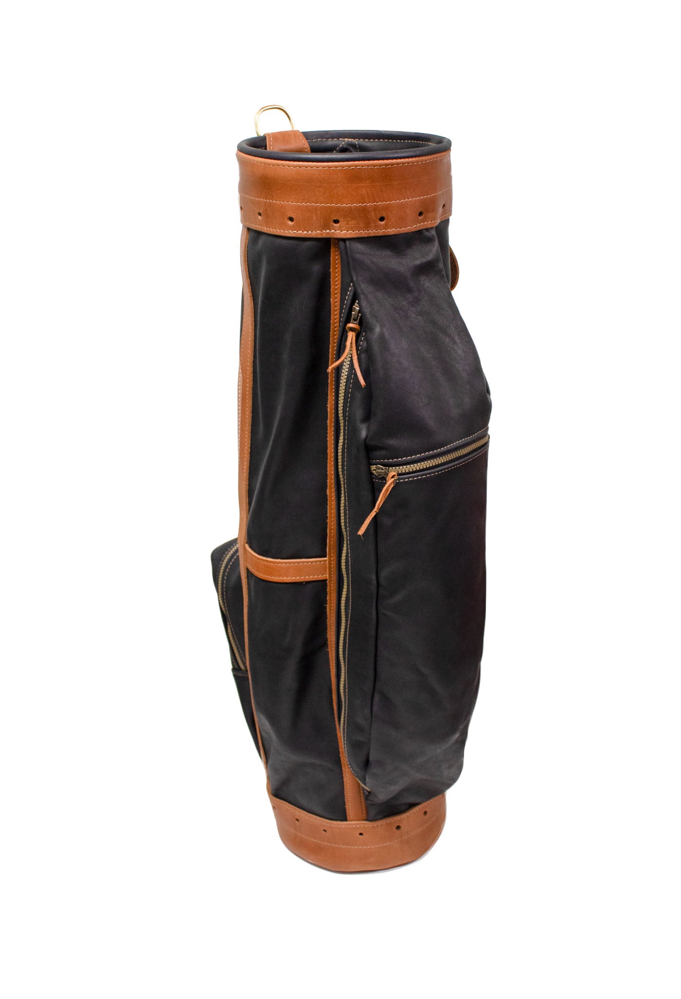Black Leather and Natural Leather Staff Golf Bag Black- Steurer & Jacoby