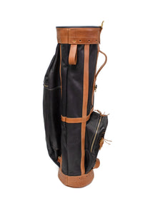 Black Leather and Natural Leather Staff Golf Bag Side View- Steurer & Jacoby
