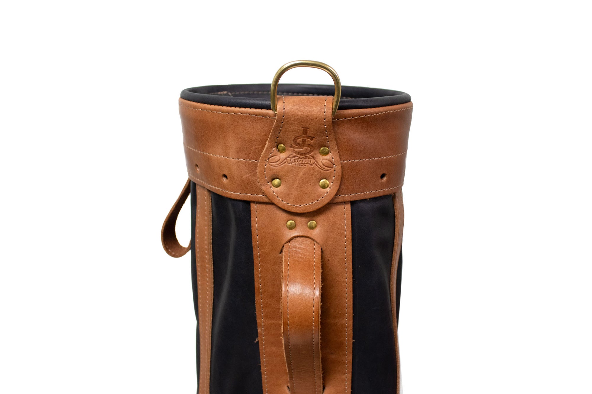 Black Leather and Natural Leather Staff Golf Bag Top Cuff- Steurer & Jacoby