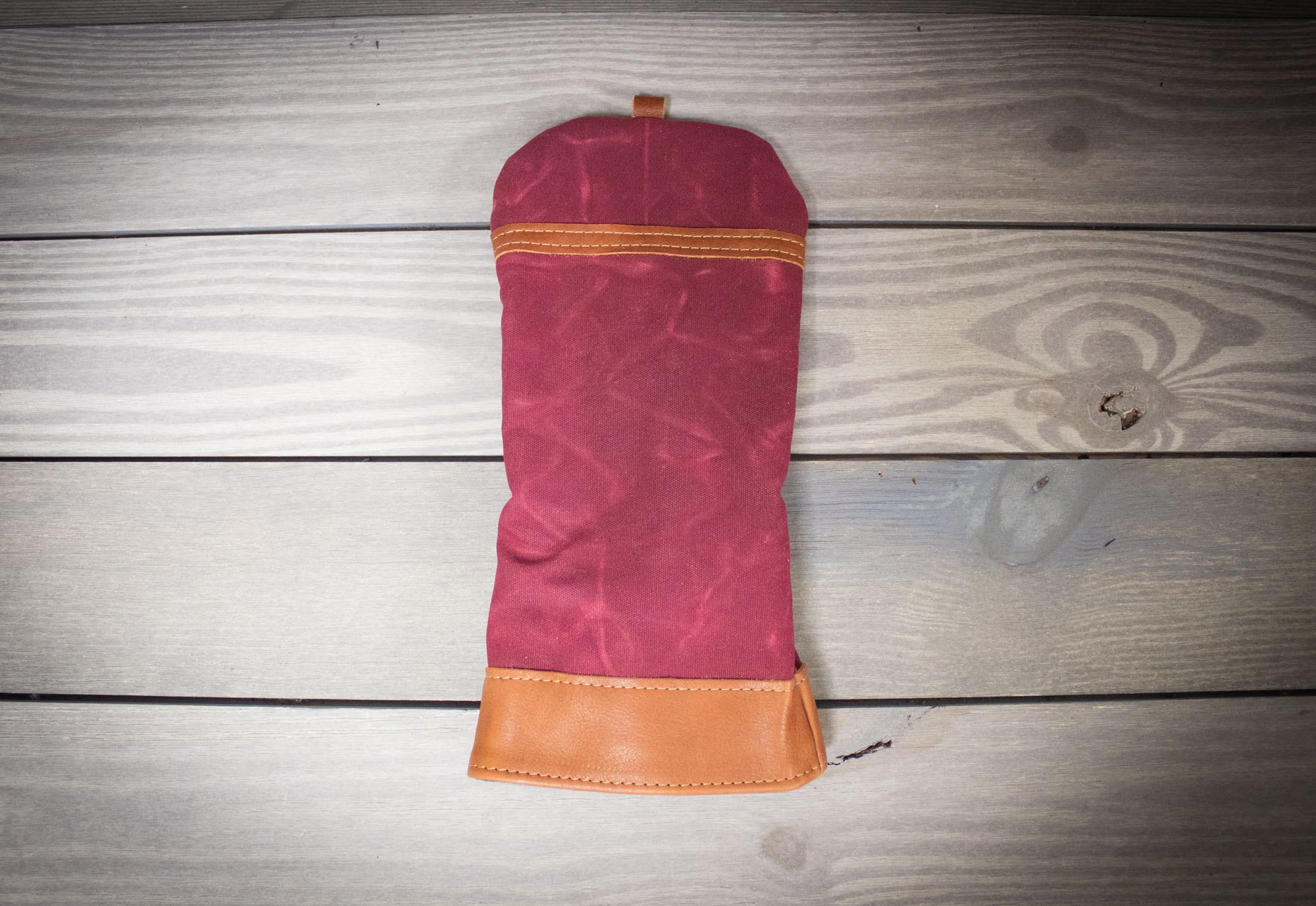 Burgundy and Natural Leather Traditional Style Driver Cover- Steurer & Jacoby