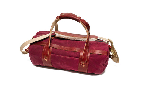 Burgundy and Burgundy Leather Club Duffel- Steurer & Jacoby