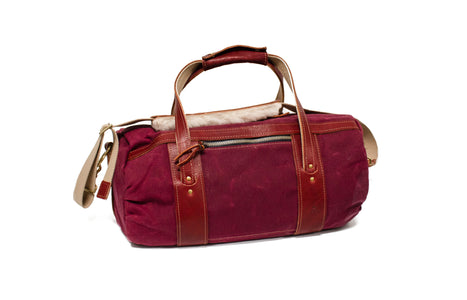 Burgundy and Burgundy Leather Club Duffel- Steurer & Jacoby