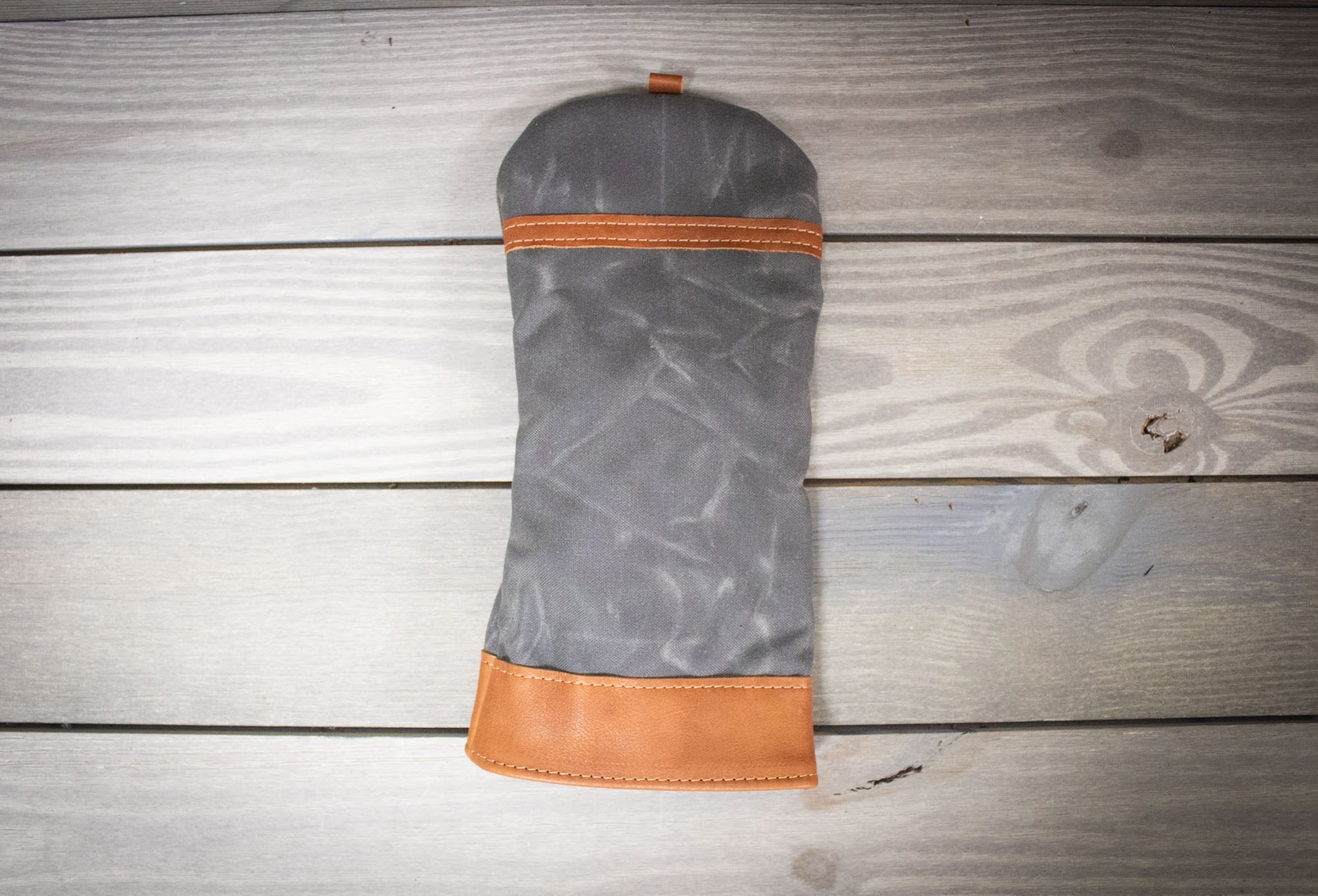 Charcoal and Natural Leather Traditional Style Driver Cover- Steurer & Jacoby