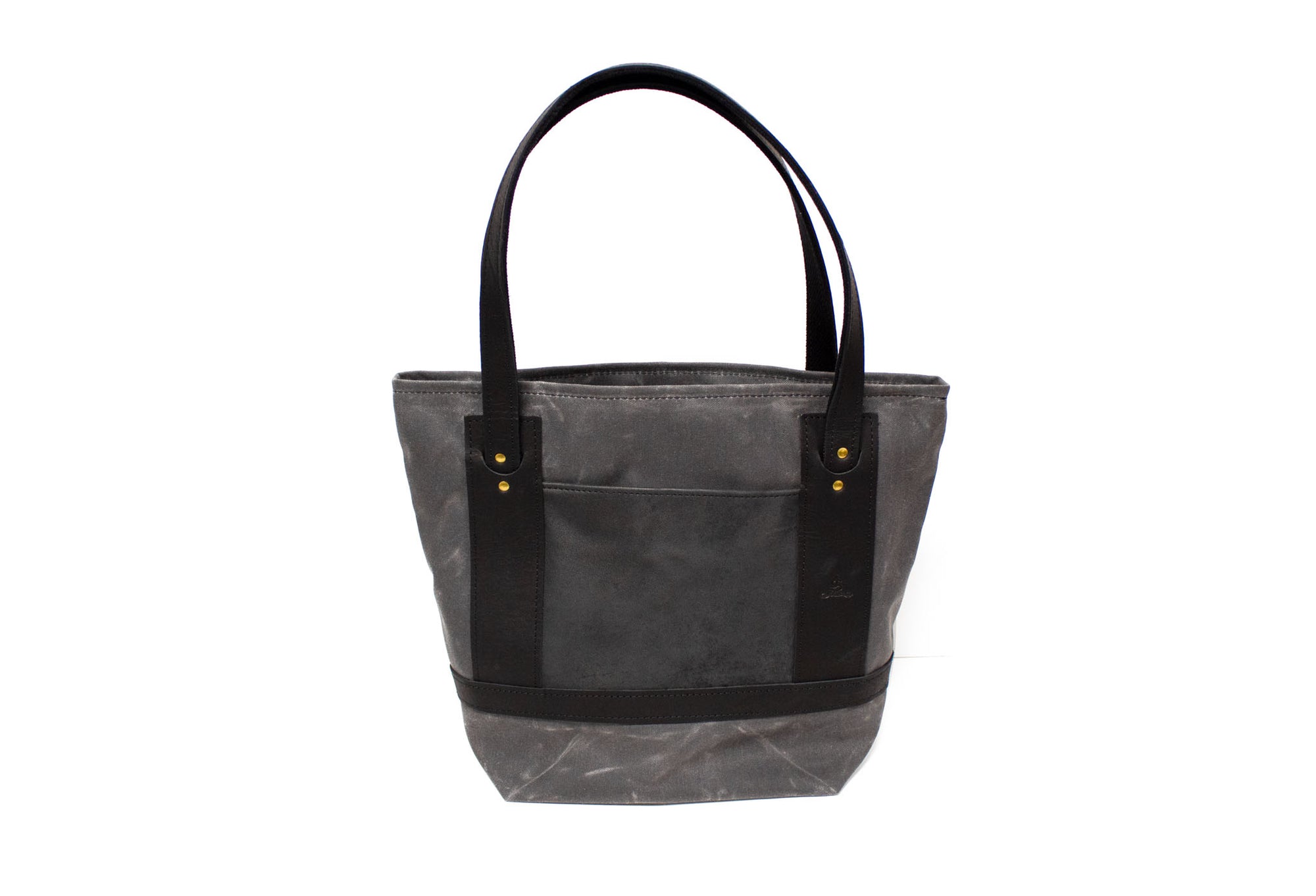 Charcoal Waxed Canvas and Black Leather Purse- Steurer & Jacoby