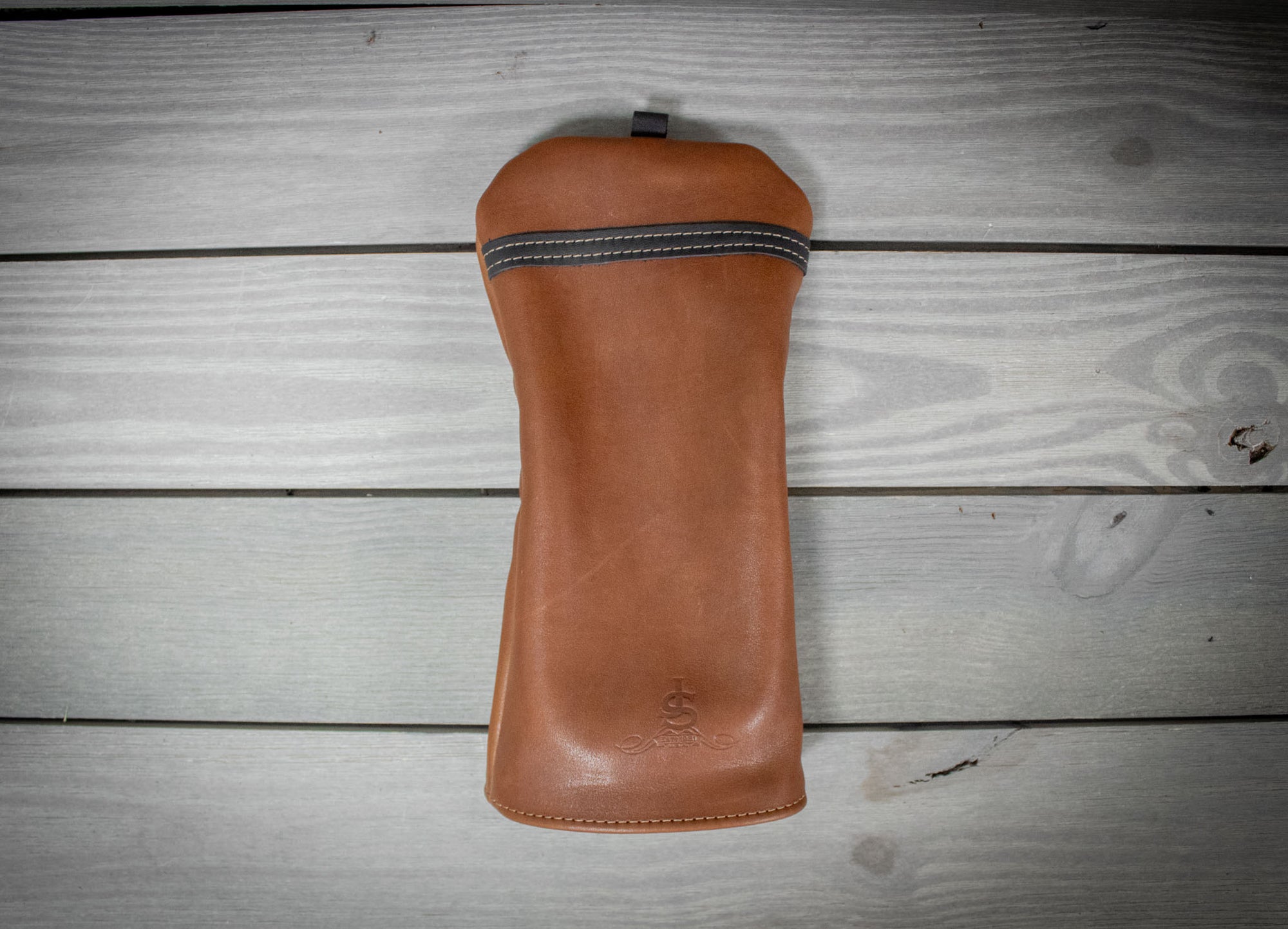Chestnut and Black Leather Driver Cover- Steurer & Jacoby