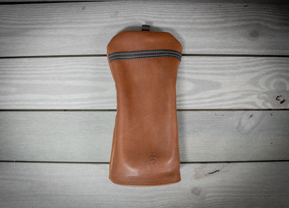 Chestnut and Black Leather Driver Cover- Steurer & Jacoby