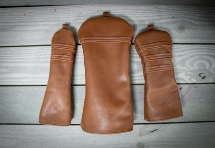 Chestnut Leather Set of Golf Head Covers- Steurer & Jacoby