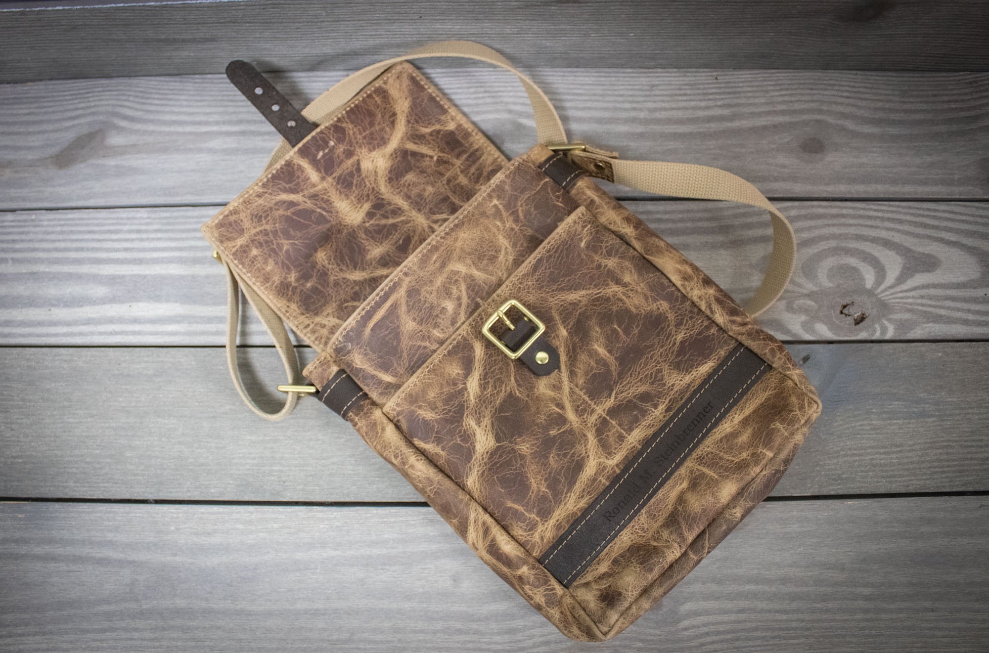Chocolate Bison and Chocolate Cowhide Leather Satchel- Steurer & Jacoby