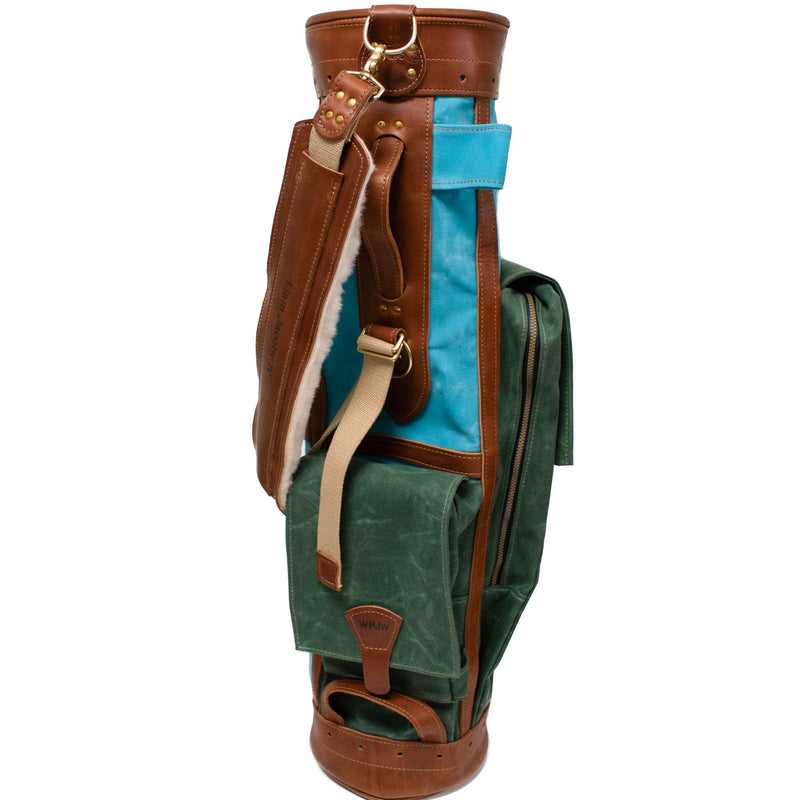 two tone custom leather golf bag