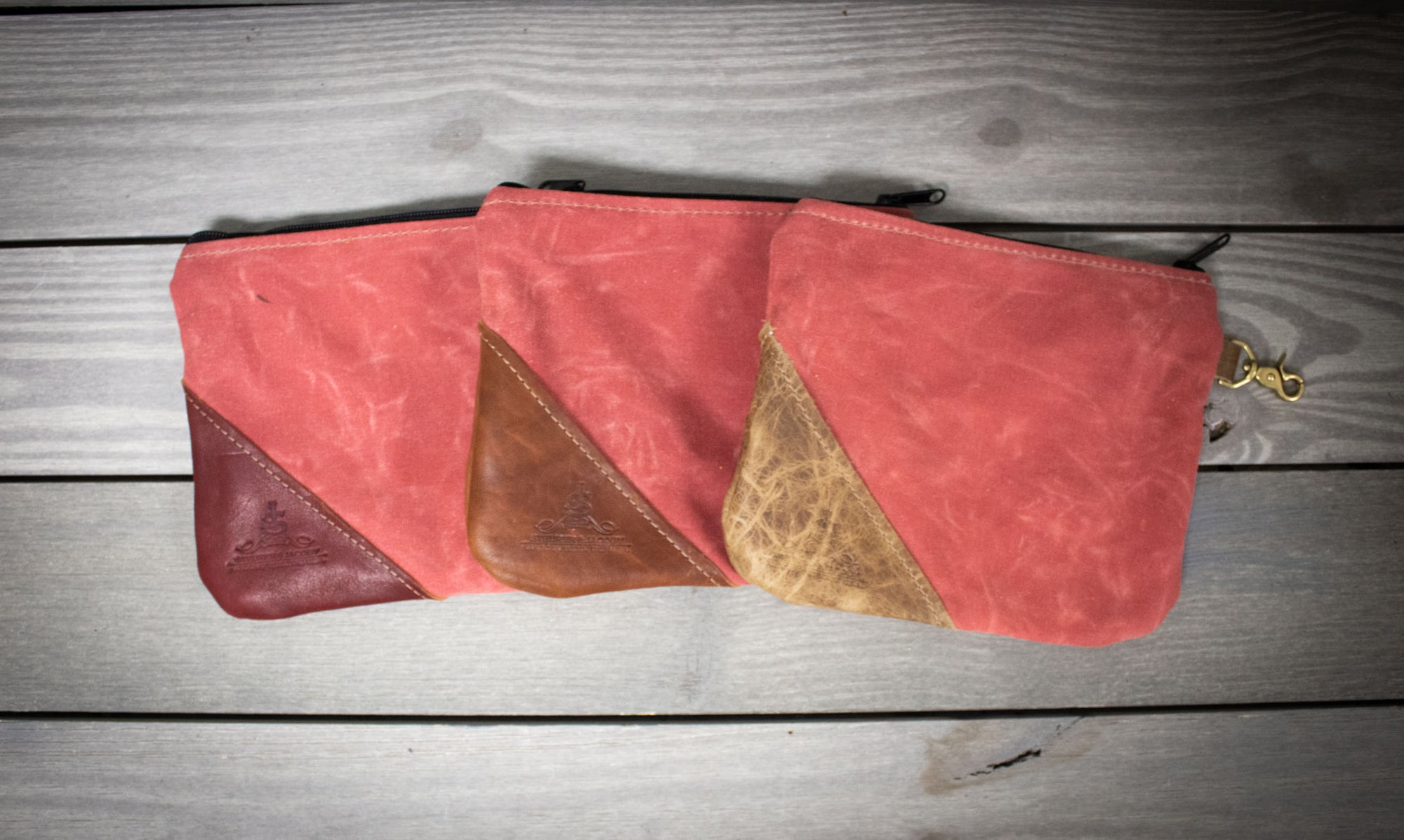 Nantucket Red Canvas and Leather Valuables Pouch- Steurer & Jacoby