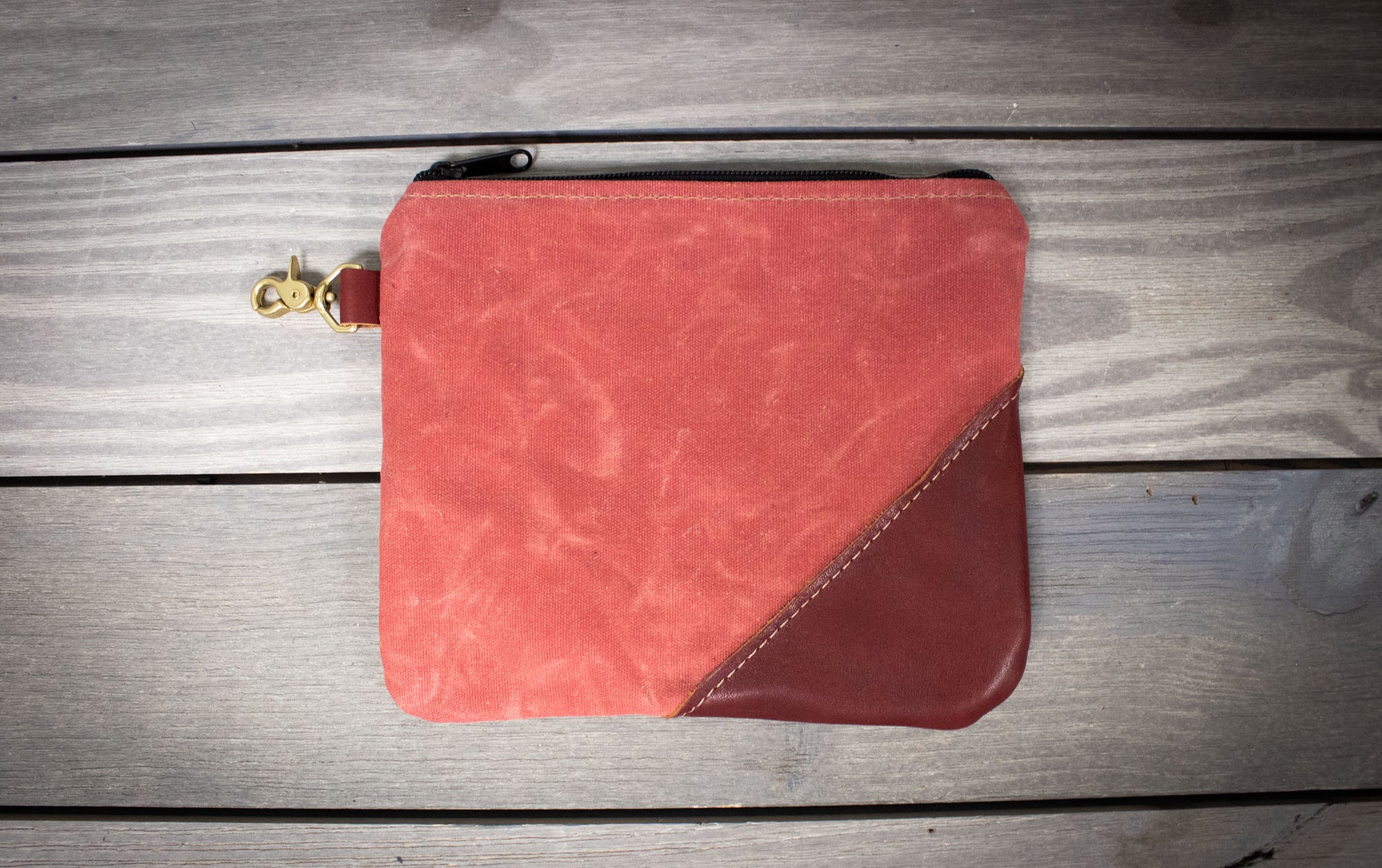 Nantucket Red Canvas and Leather Valuables Pouch- Steurer & Jacoby
