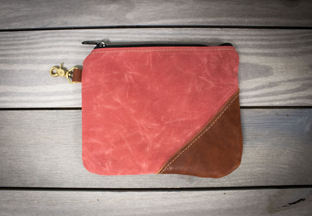 Nantucket Red Canvas and Leather Valuables Pouch- Steurer & Jacoby