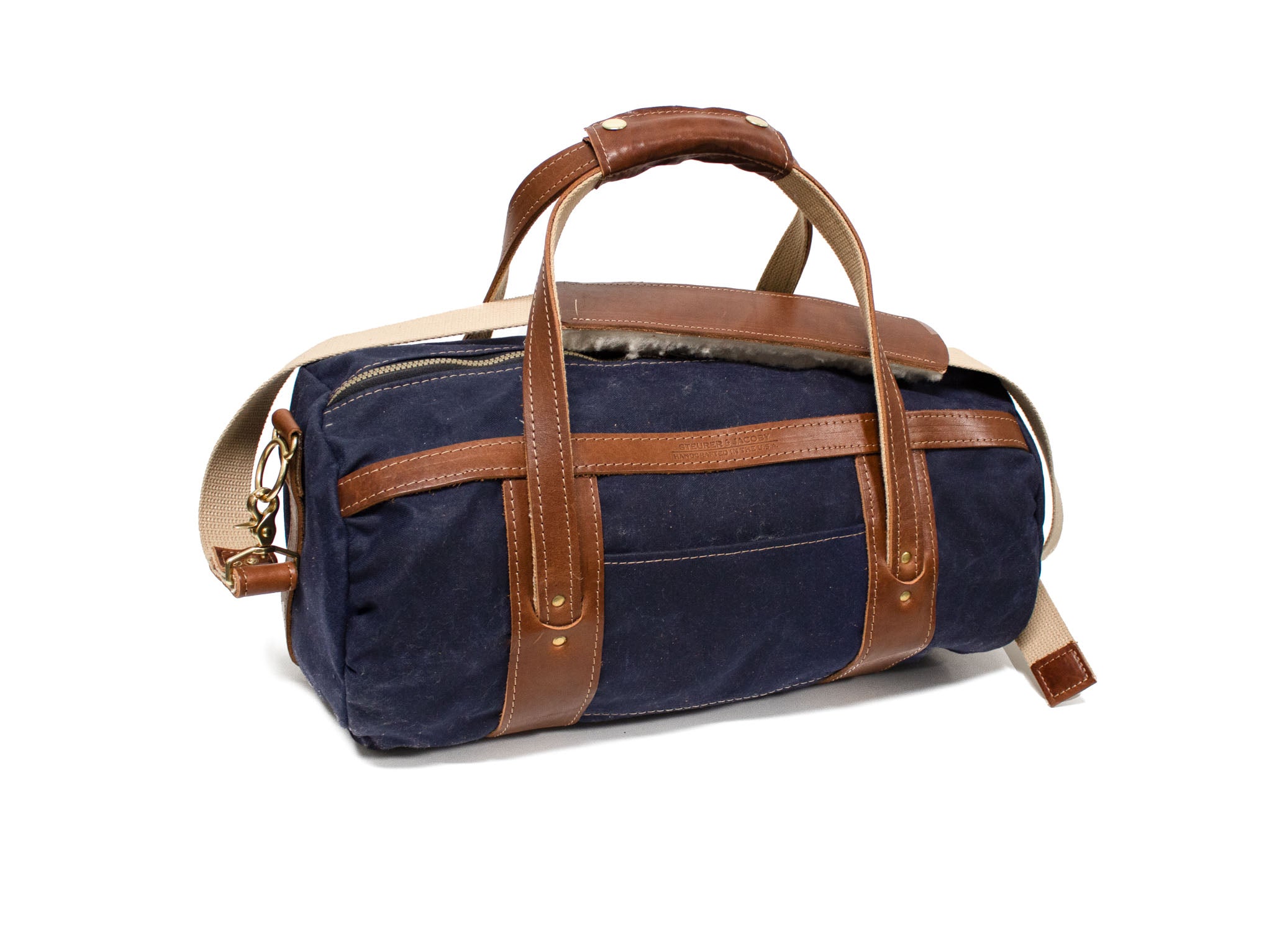Navy Waxed Canvas and Chestnut Leather - Steurer & Jacoby