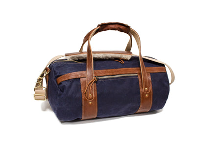 Navy Waxed Canvas and Chestnut Leather - Steurer & Jacoby