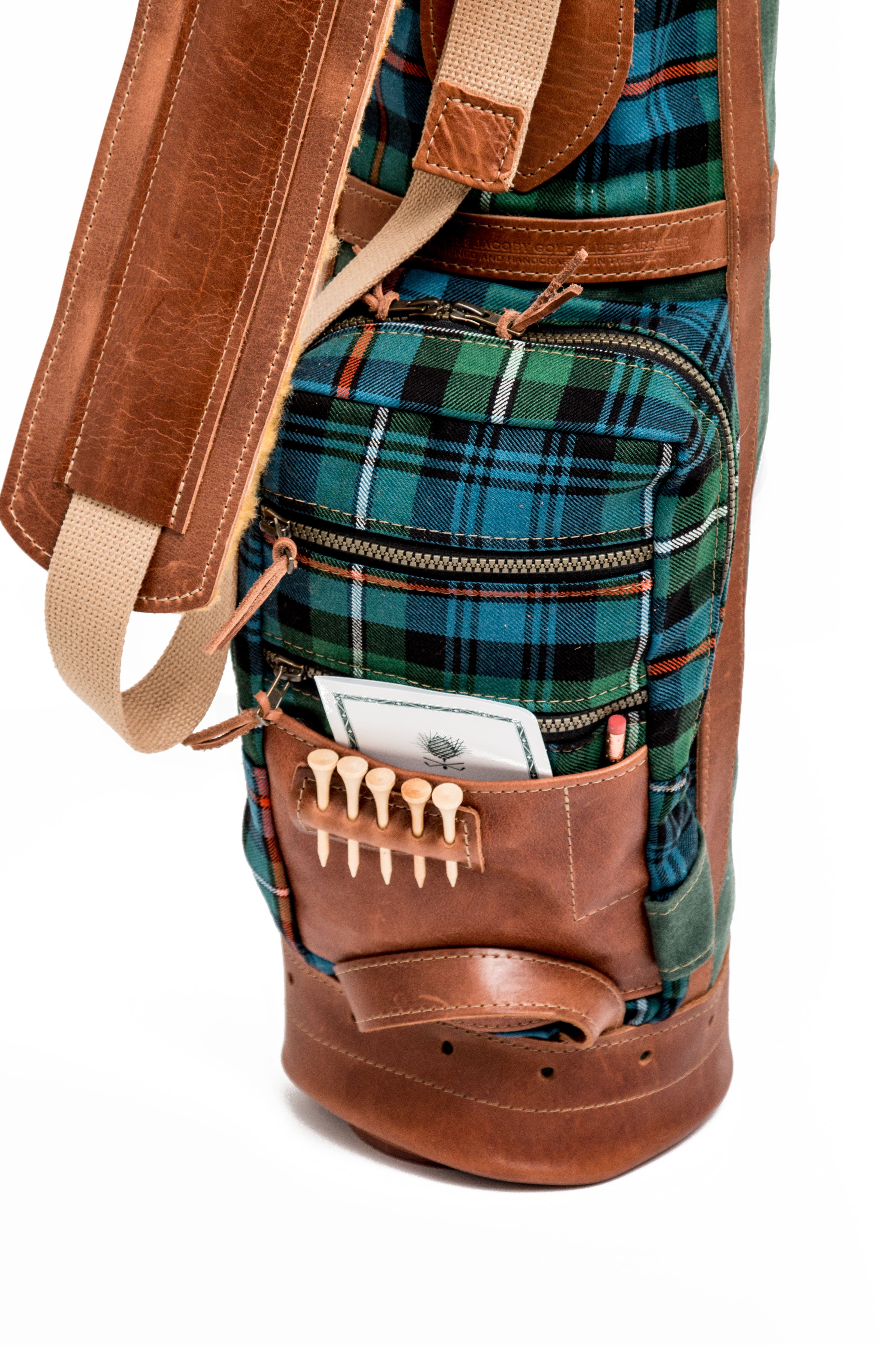 Pencil Style Golf Bag- British Tan with Natural Leather