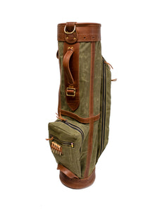 Custom leather golf bag in olive color