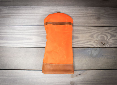 Orange and Natural Leather Traditional Style Driver Cover- Steurer & Jacoby