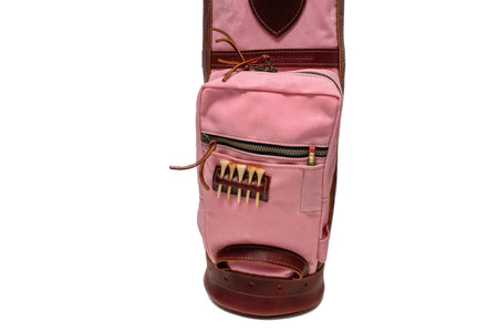 Light Pink and Burgundy Leather Sunday Style Golf Bag Ball Pocket- Steurer & Jacoby