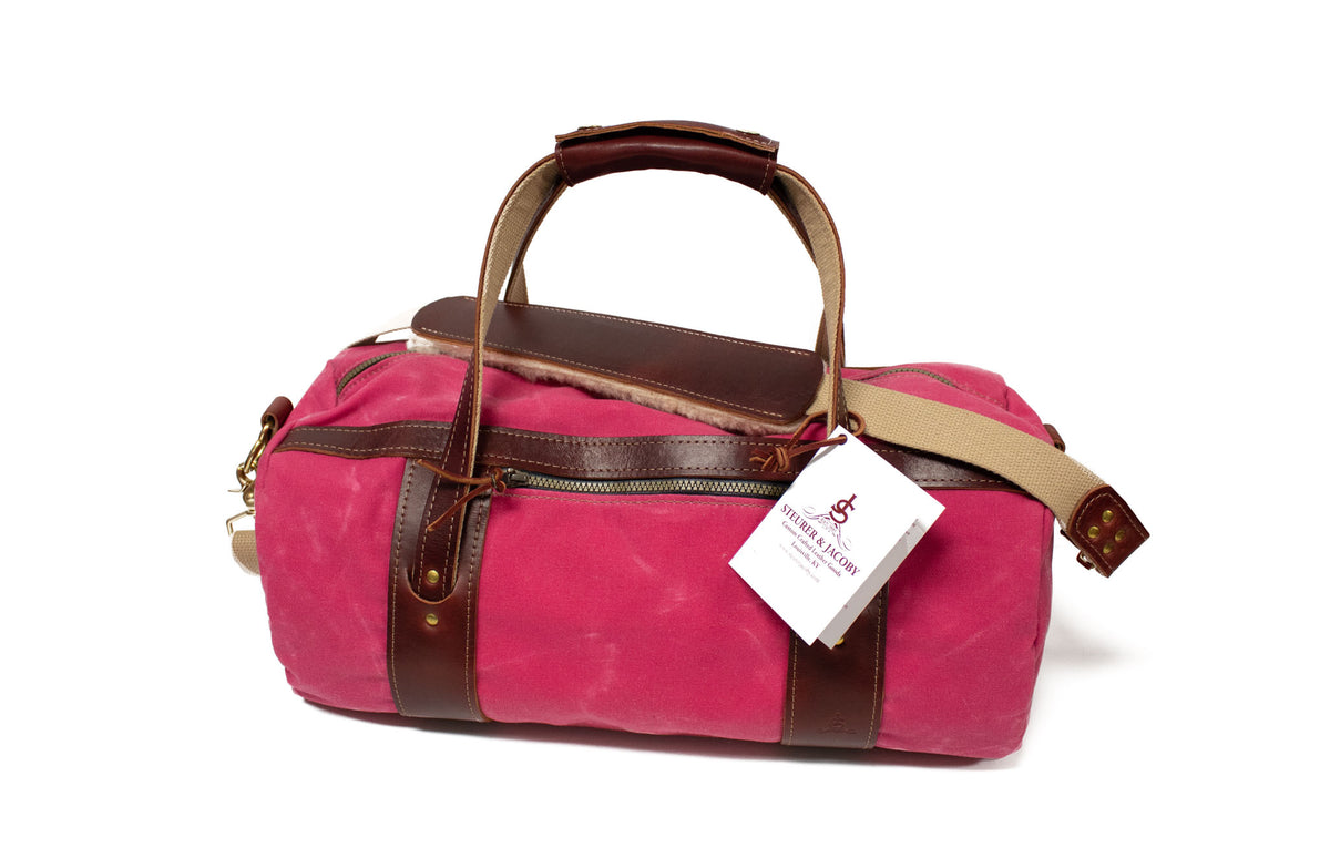 Pink and Burgundy Leather Club Duffel Bag- Steurer & Jacoby
