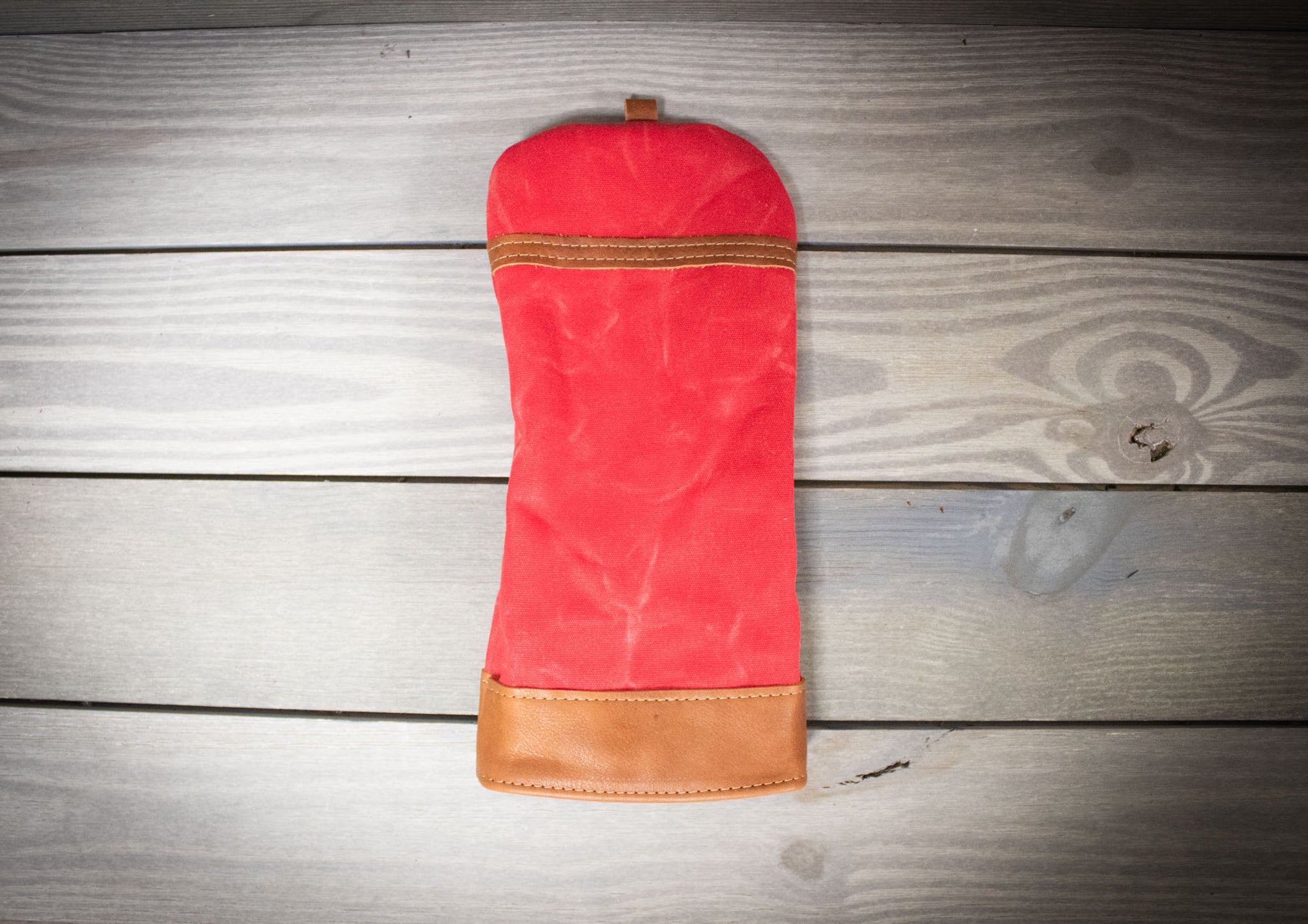 Red and Natural Leather Traditional Style Driver Cover- Steurer & Jacoby