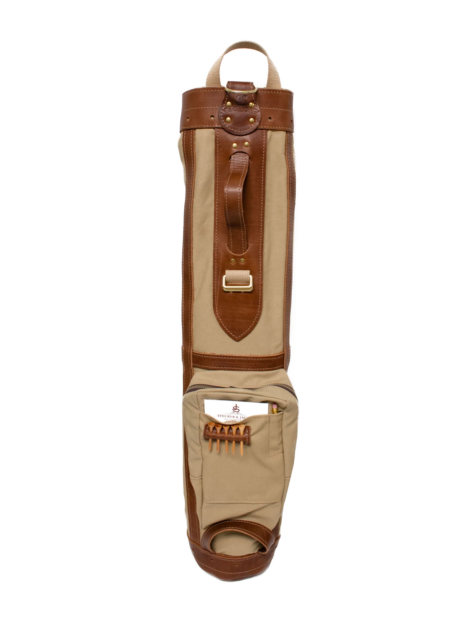 Pencil Style Golf Bag- British Tan with Natural Leather