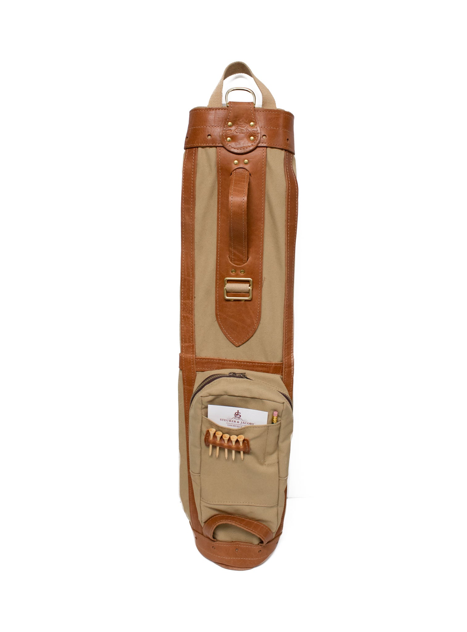 Pencil Style Golf Bag- British Tan with Natural Leather