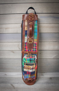 Tartan Patchwork and Black Canvas Pencil  Style Golf Bag- Steurer & Jacoby