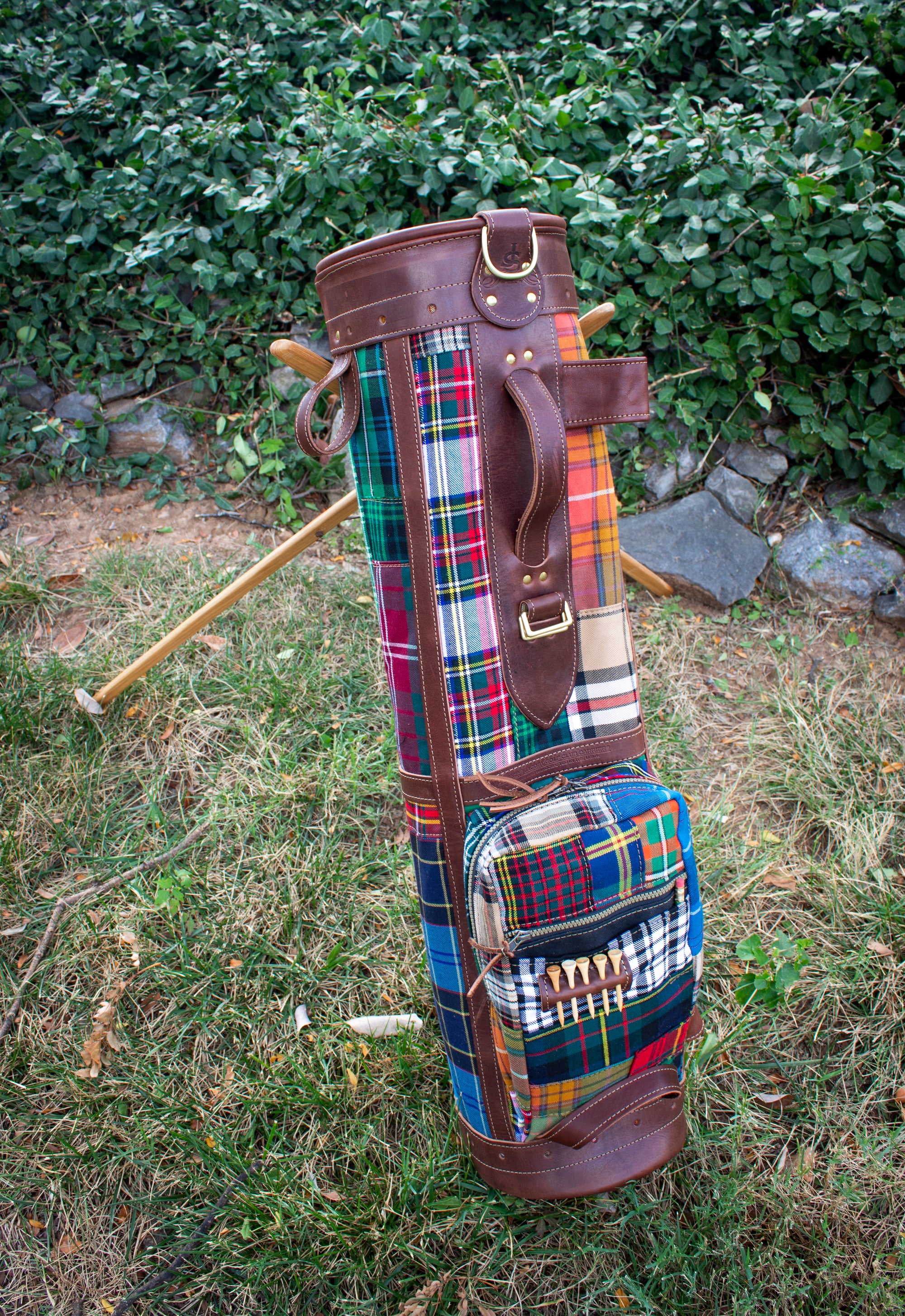 Patchwork Tartan 8" Sunday Style Golf Bag Outside- Steurer & Jacoby