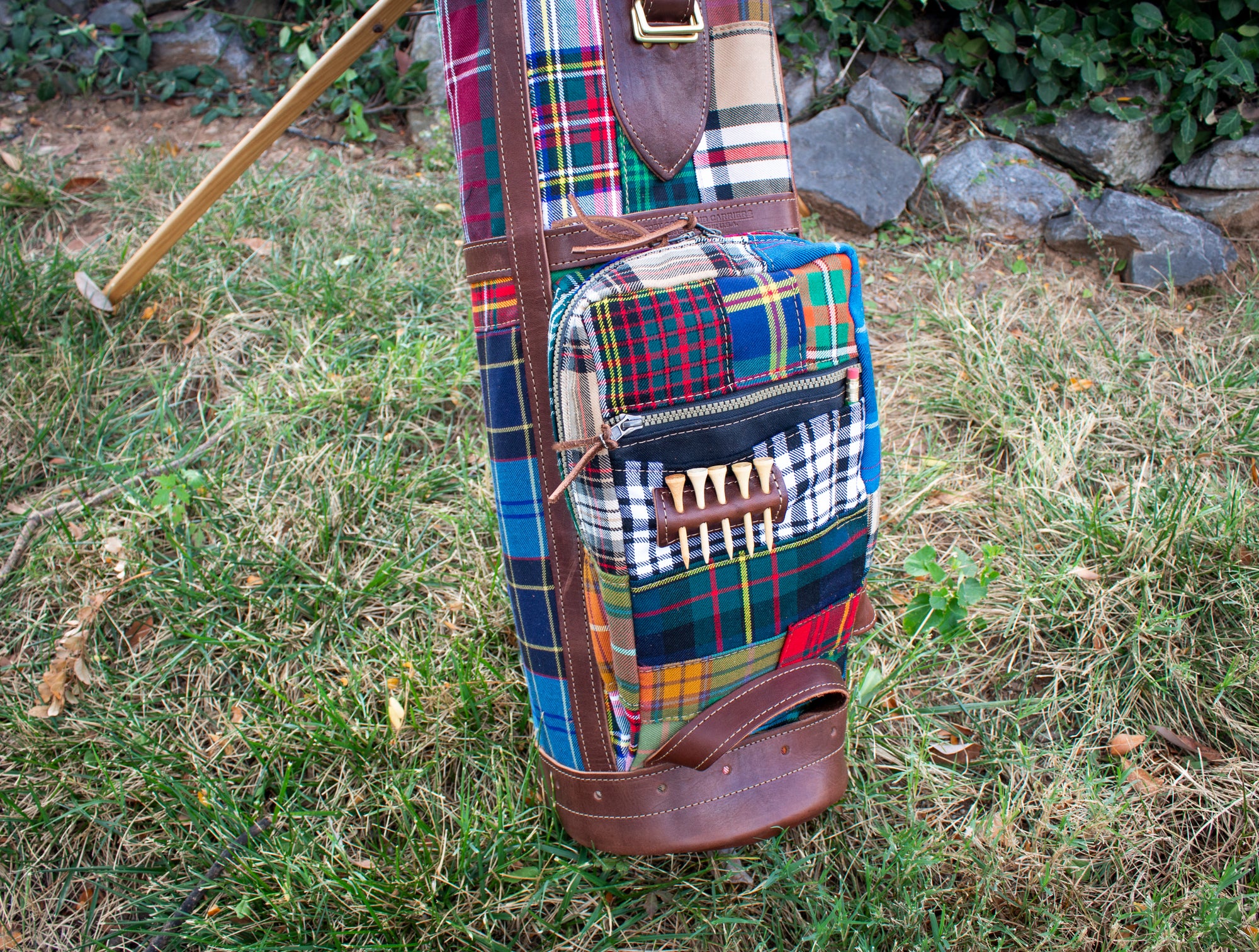 Patchwork Tartan 8" Sunday Style Golf Bag Ball Pocket Outside- Steurer & Jacoby