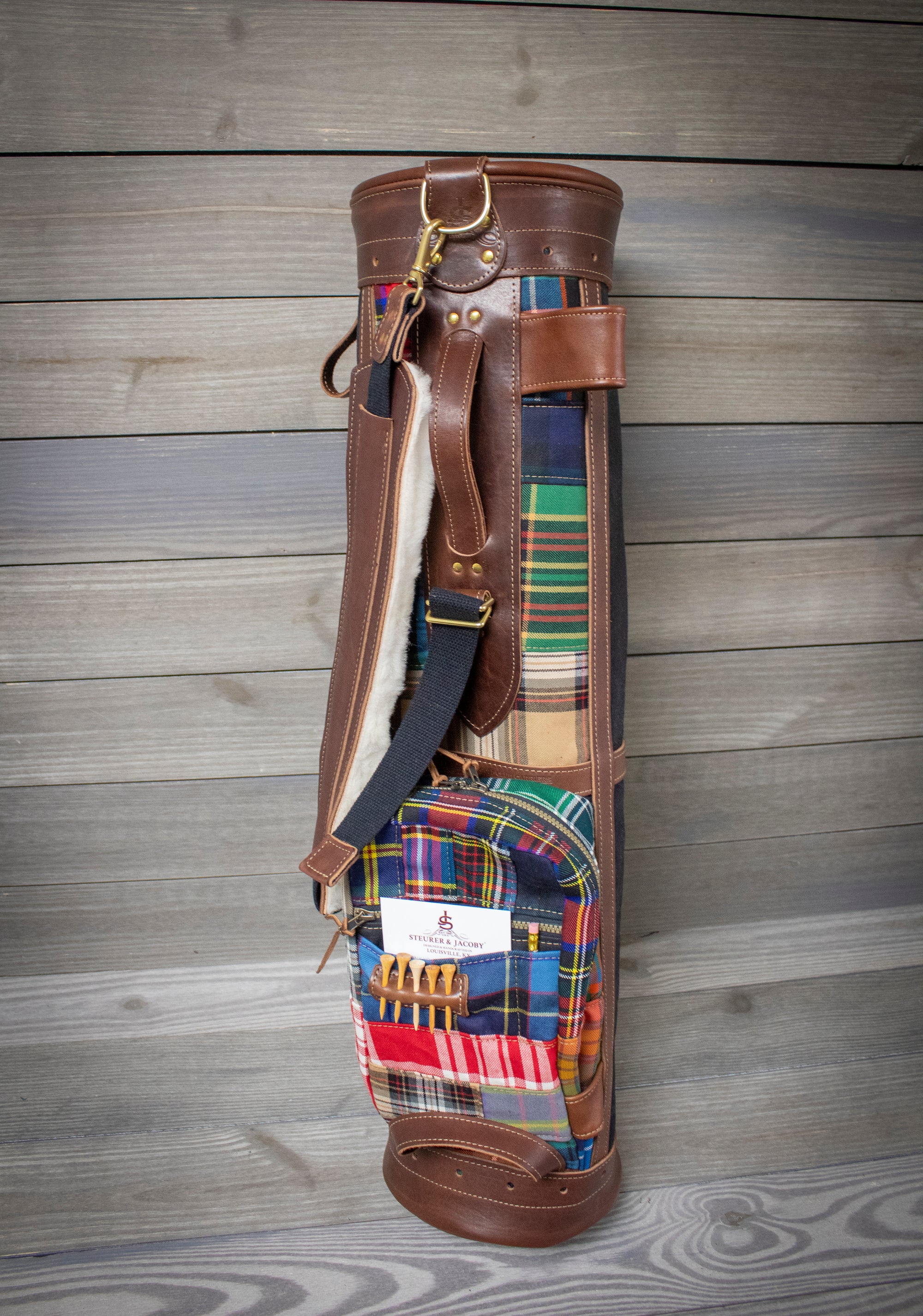 Tartan and Waxed Canvas Patchwork 8" Sunday Style Golf Bag- Steurer & Jacoby