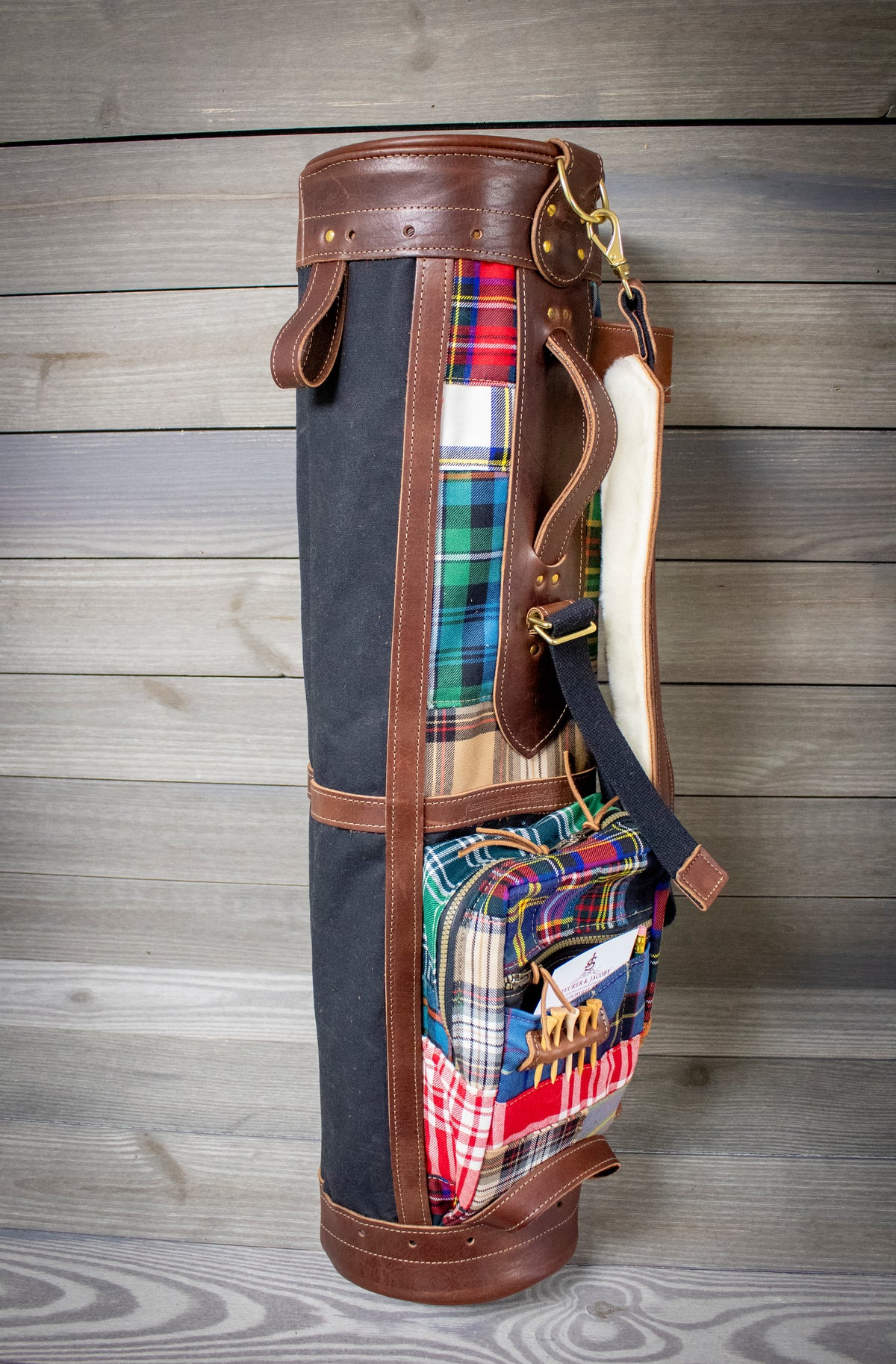 Tartan and Waxed Canvas Patchwork 8" Sunday Style Golf Bag- Steurer & Jacoby