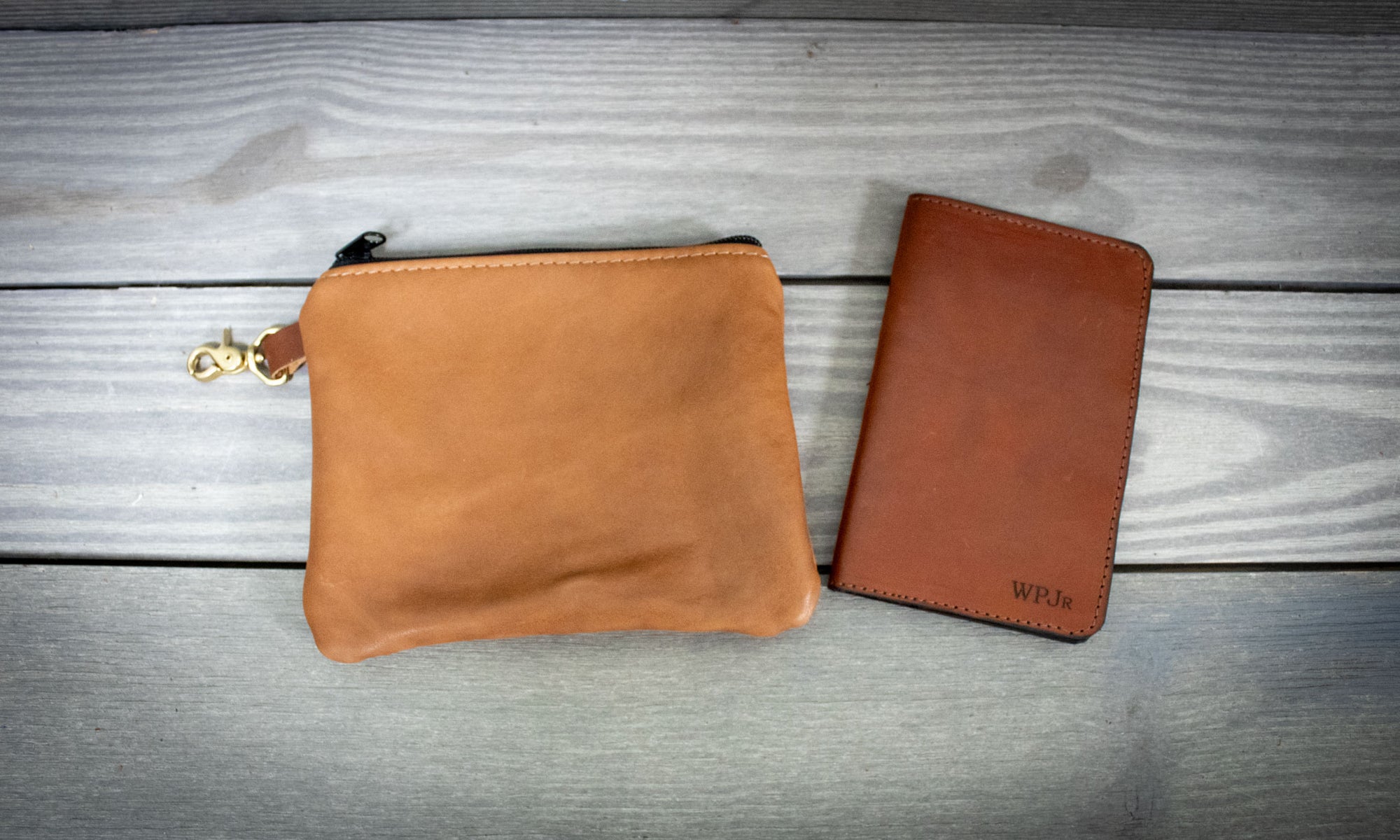 Natural Leather Tee Pouch and Natural Leather Scorecard Holder- Steurer & Jacoby