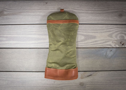 Olive Canvas and Leather Driver Cover- Steurer & Jacoby