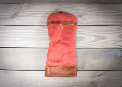 Nantucket Red Canvas and Leather Driver Cover- Steurer & Jacoby