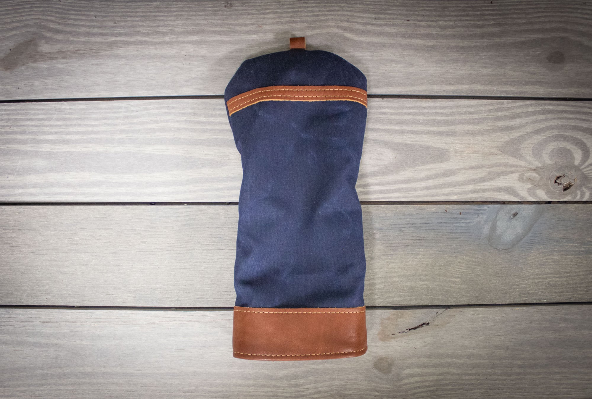 Navy Canvas and Leather Driver Cover- Steurer & Jacoby