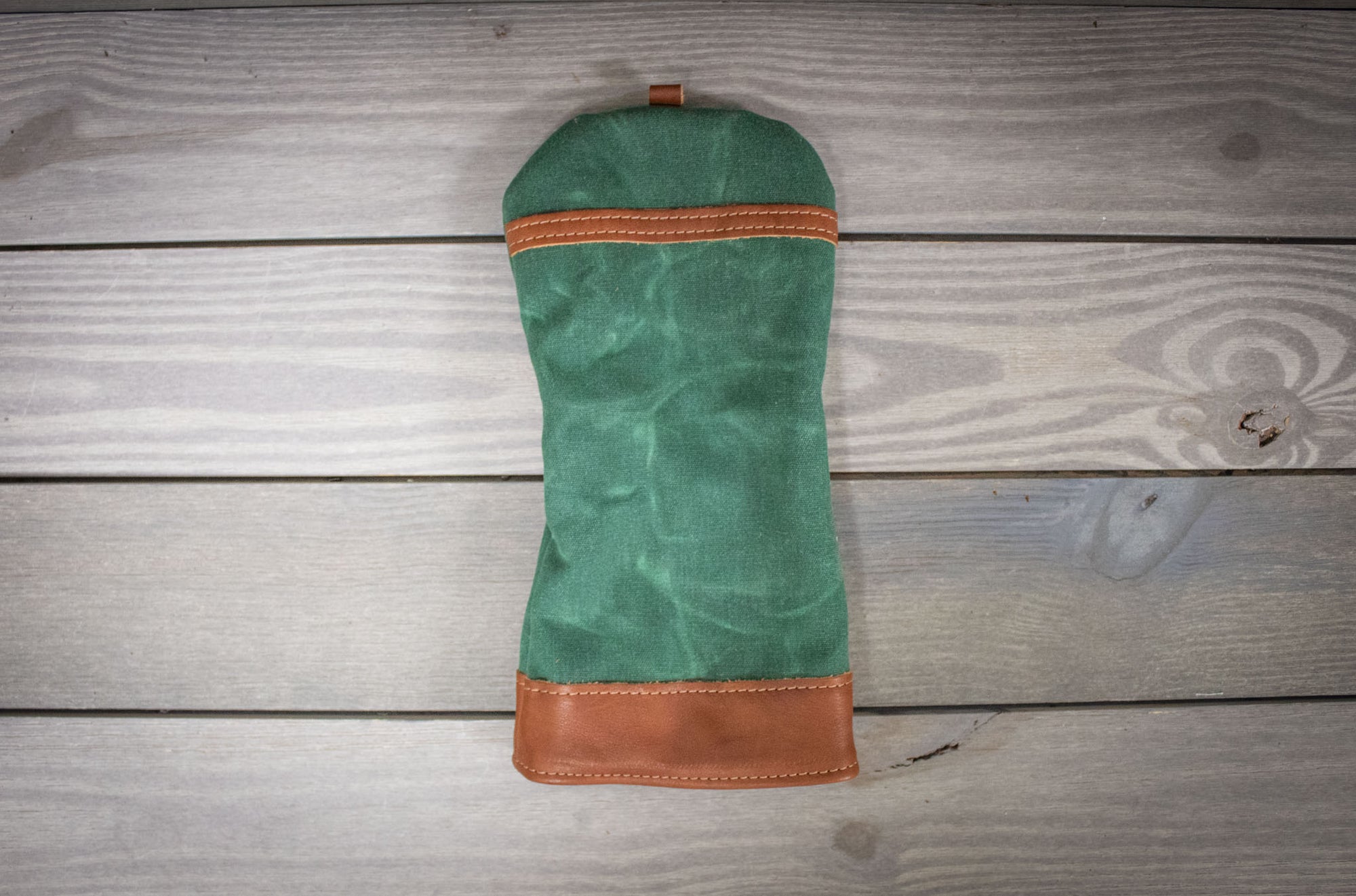 Spruce Green Canvas and Leather Driver Cover- Steurer & Jacoby