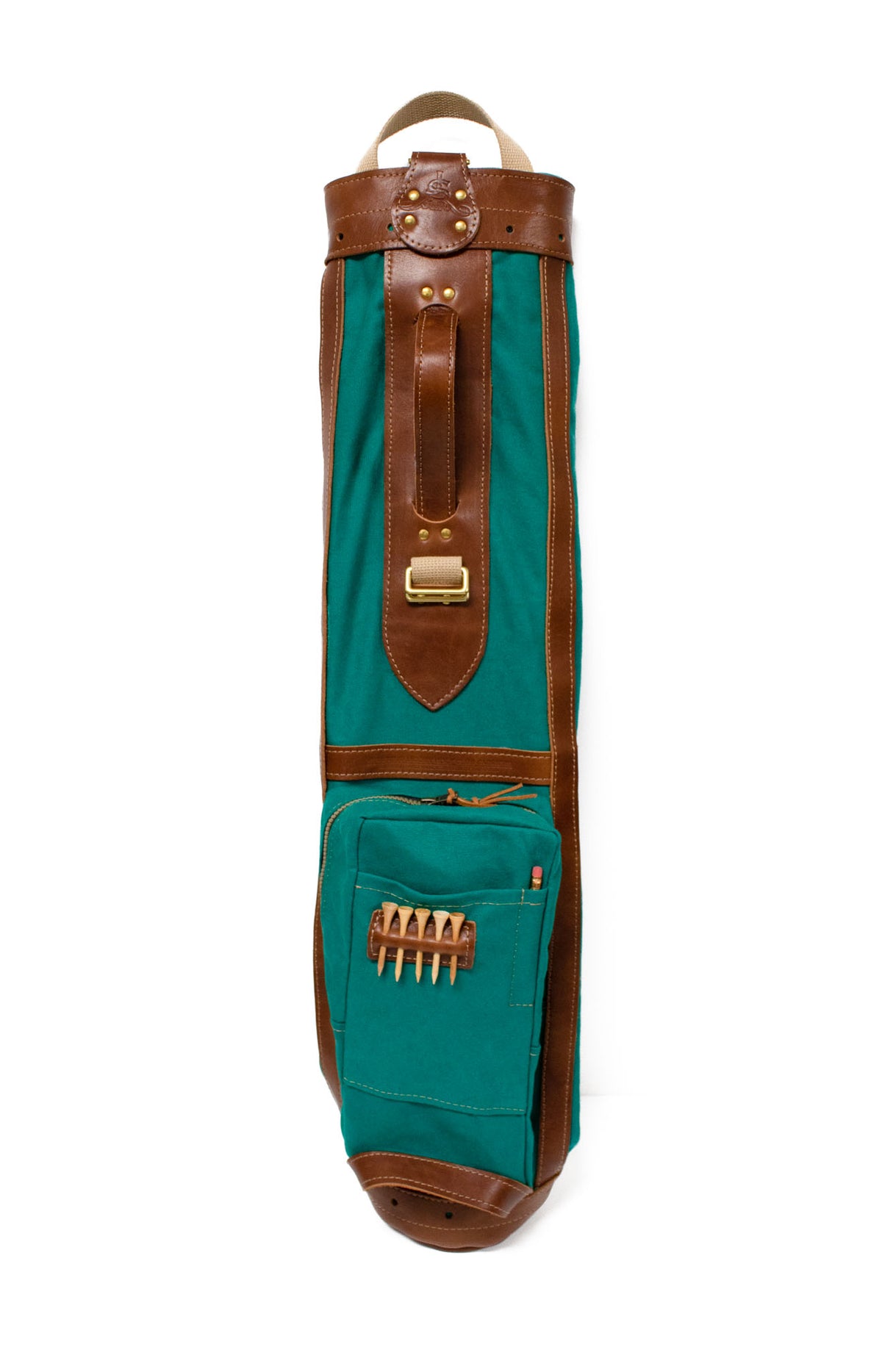 Turquoise and Natural Leather Pencil Style Golf Bag- Steurer & Jacoby