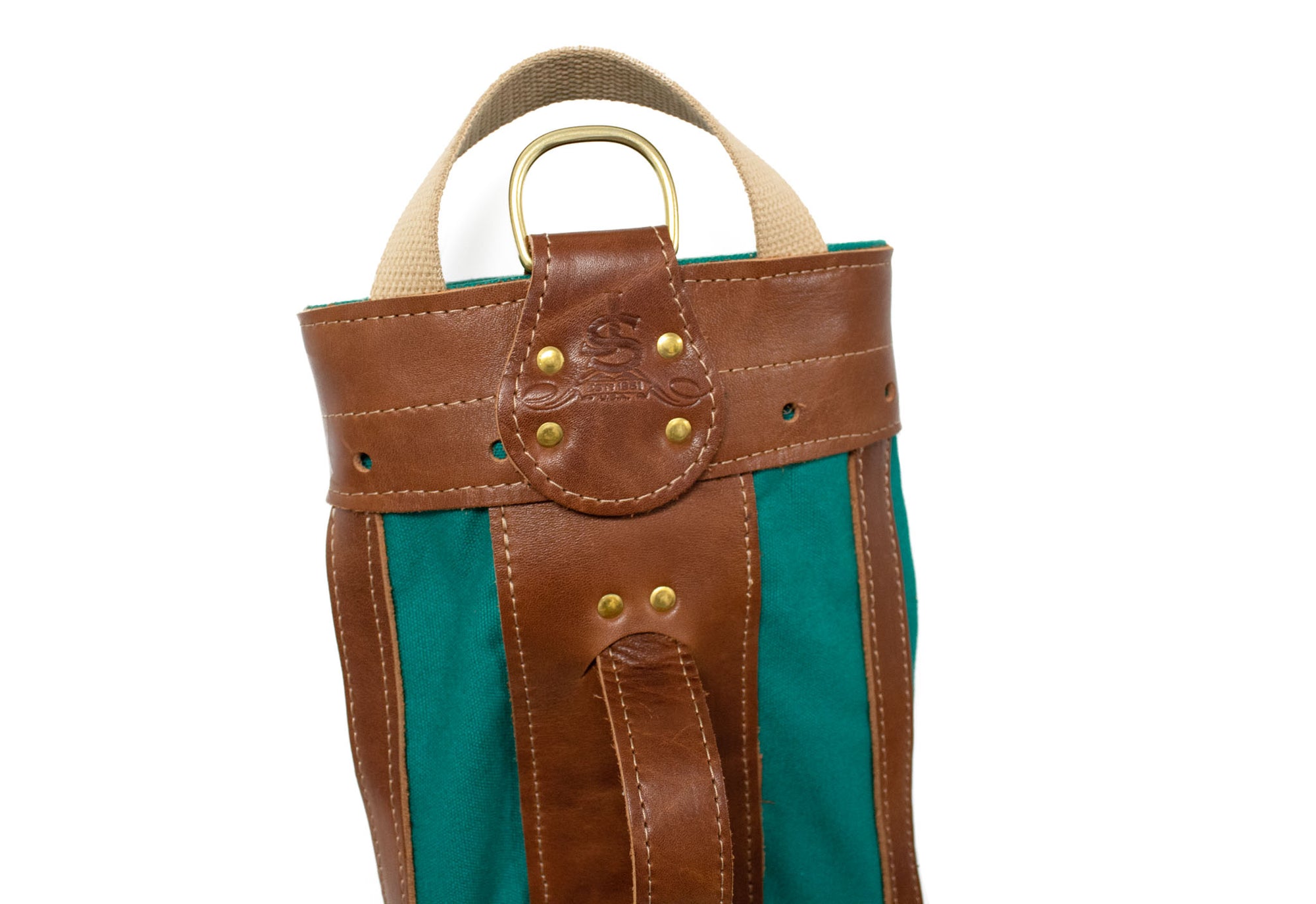 Turquoise and Natural Leather Pencil Style Golf Bag Top Cuff- Steurer & Jacoby