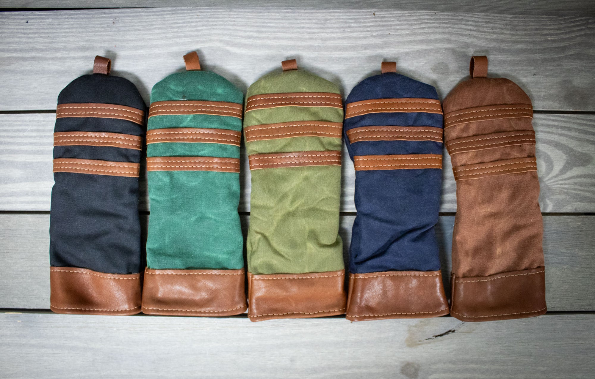 Waxed Canvas and Leather Fairway Wood Covers- Steurer & Jacoby